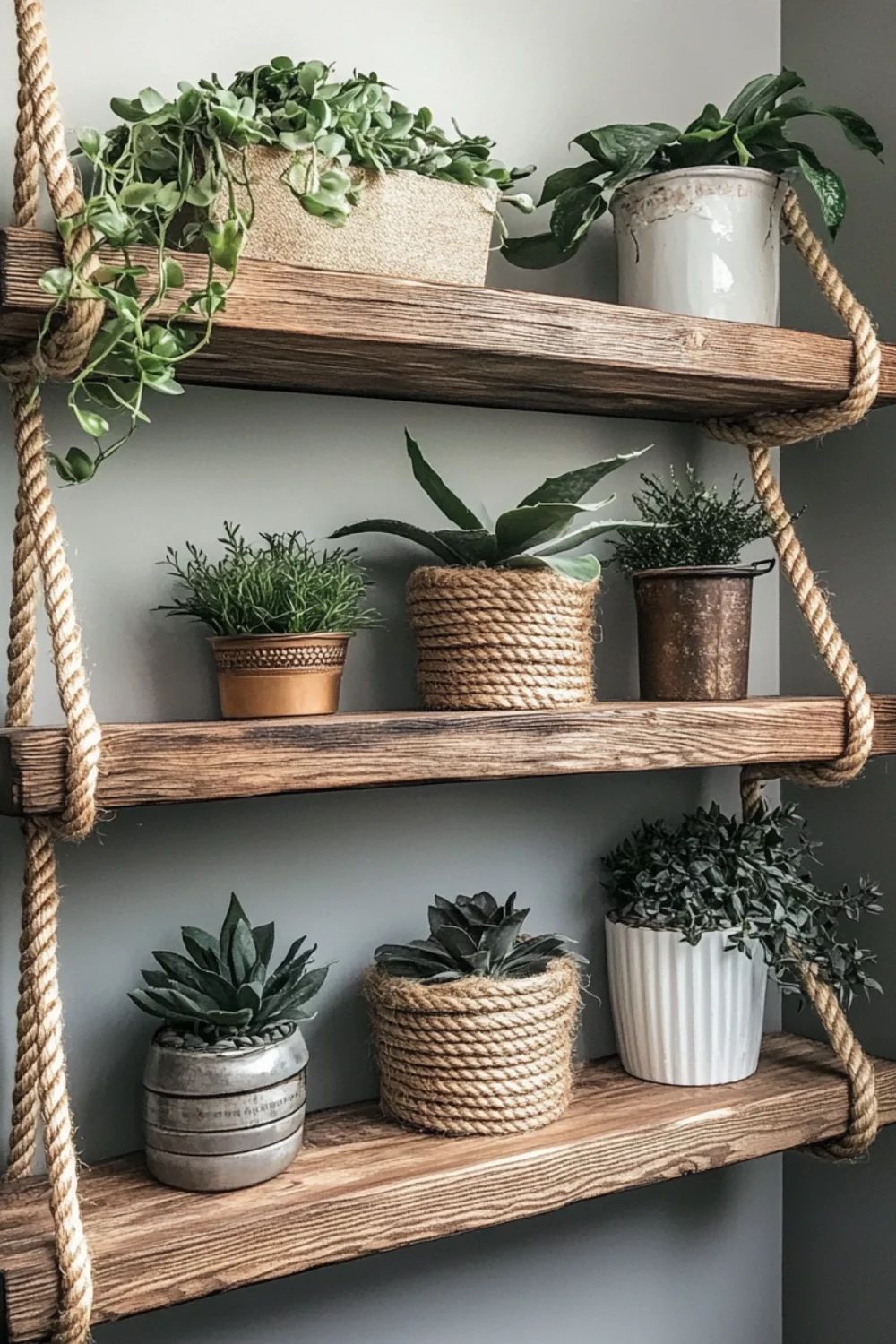 Effortless Charm: The Beauty of Hanging Shelves With Rope
